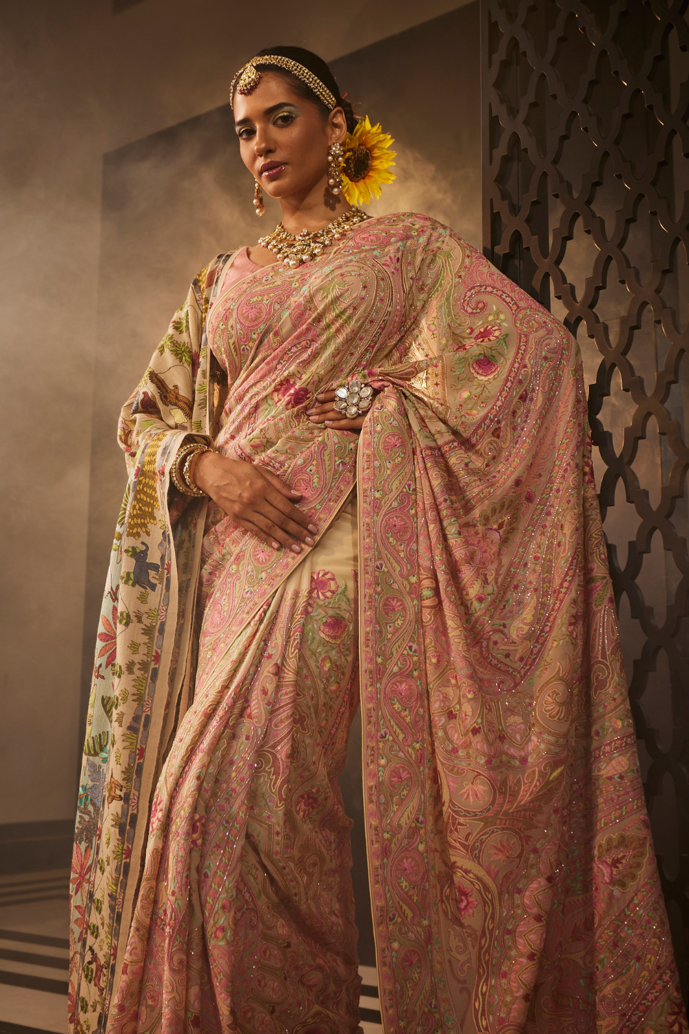 BABY PINK RESHAM SAREE