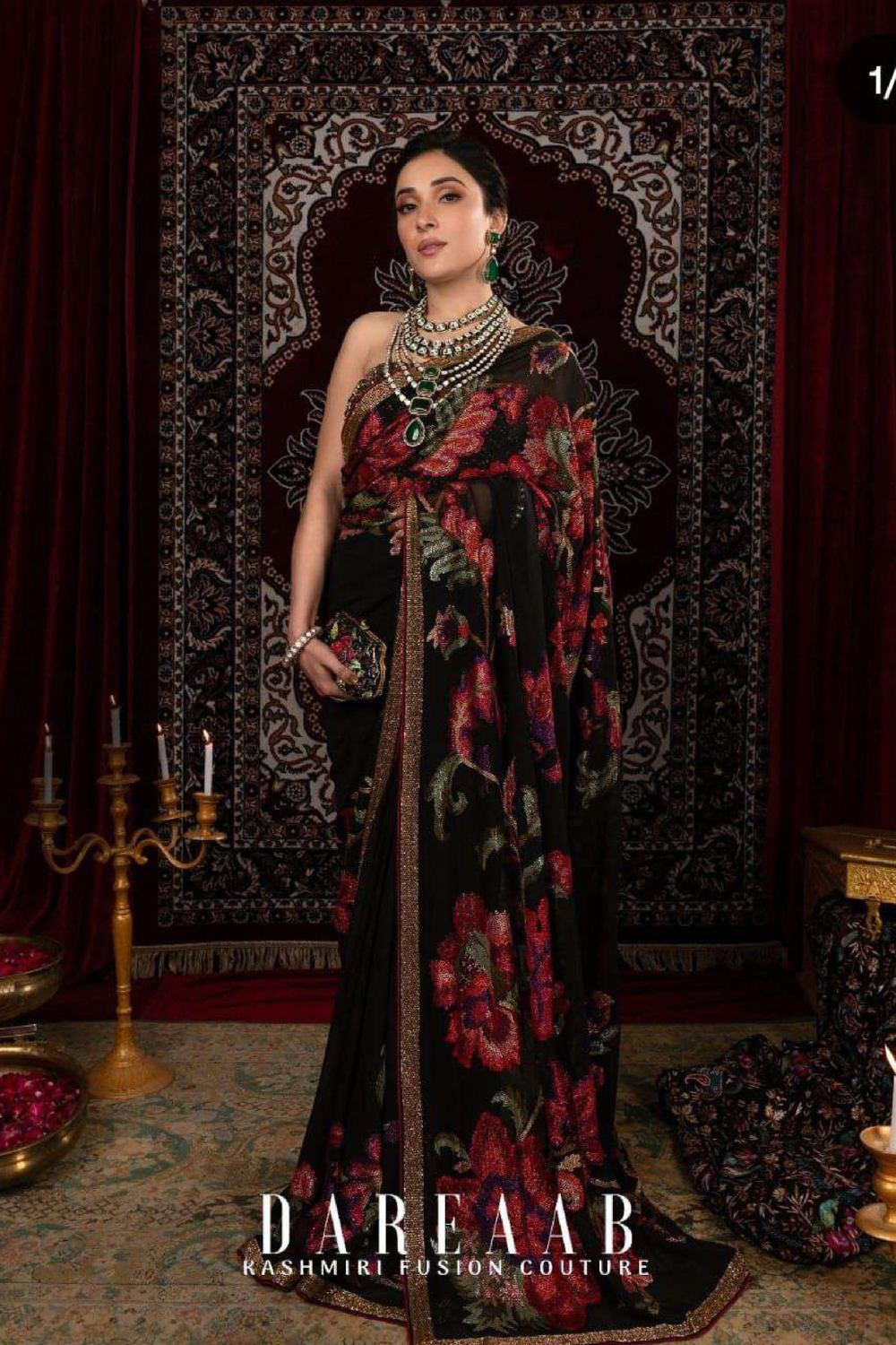 Garden Of Roses Mosaic Saree