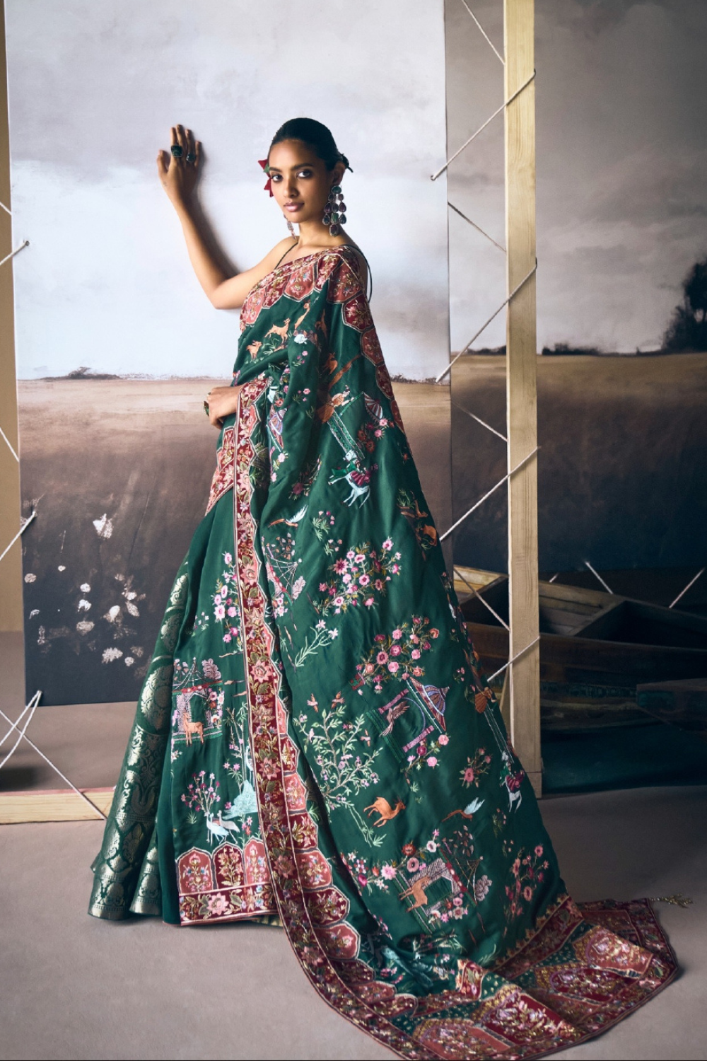 TEAL GREEN KALAMKARI SAREE