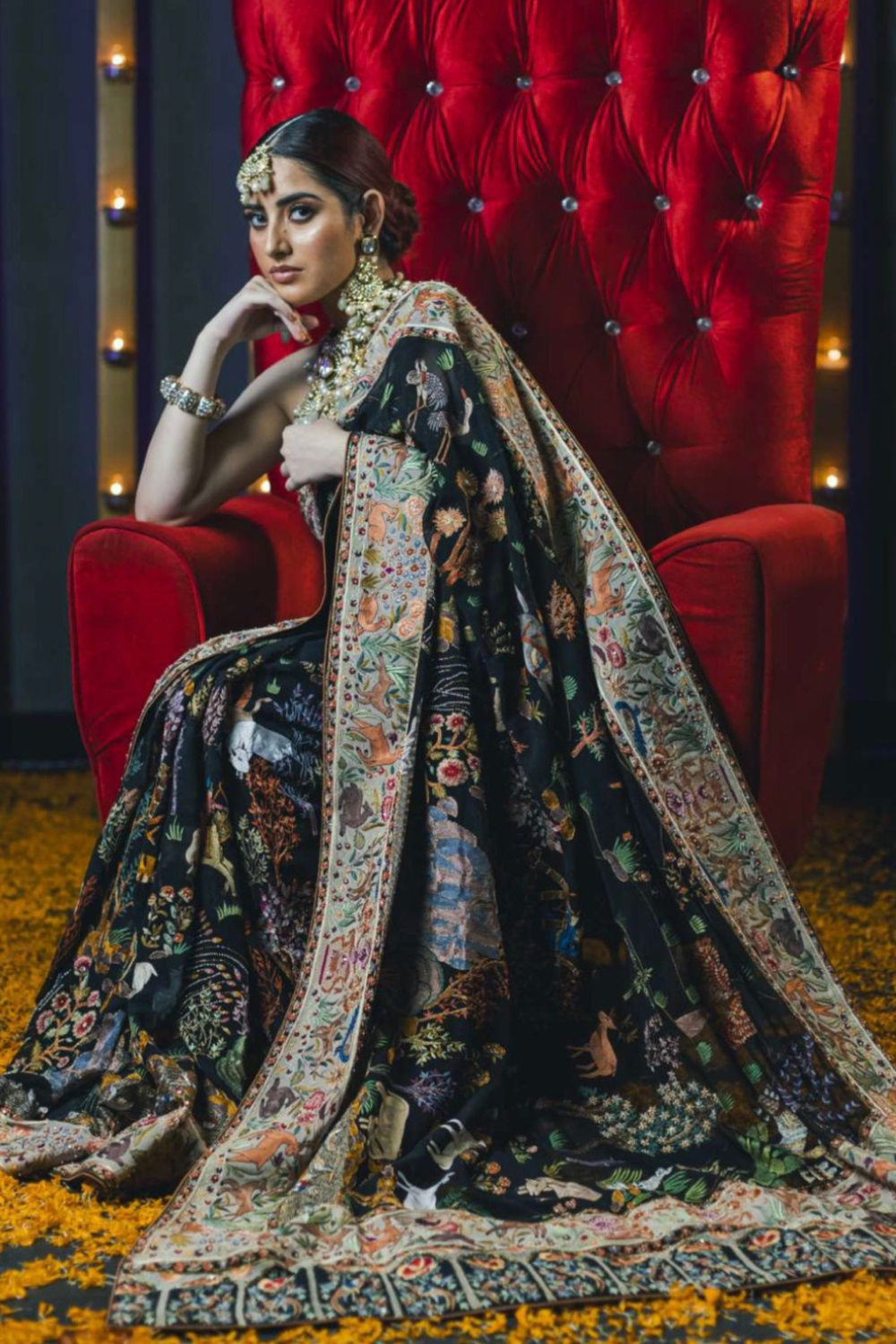 MUGHAL BLACK SAREE
