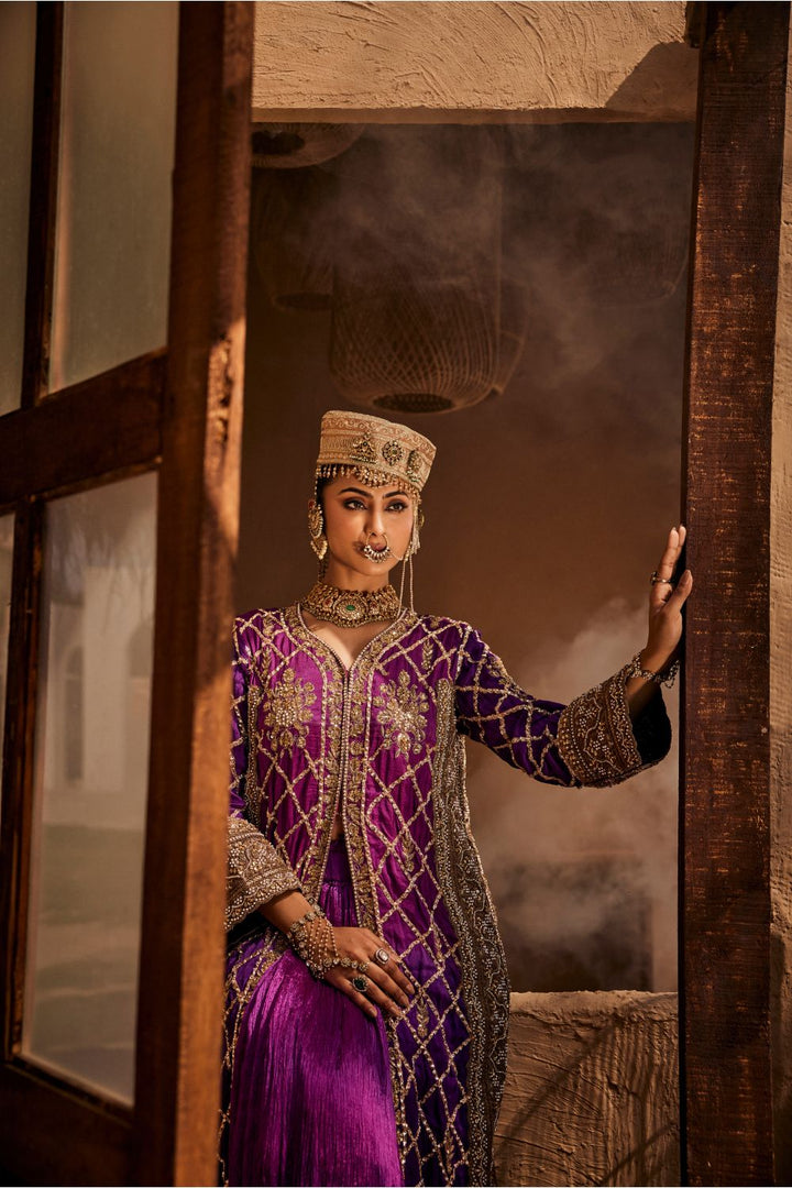 AMBER JACKET WITH CRUSHED GHARARA