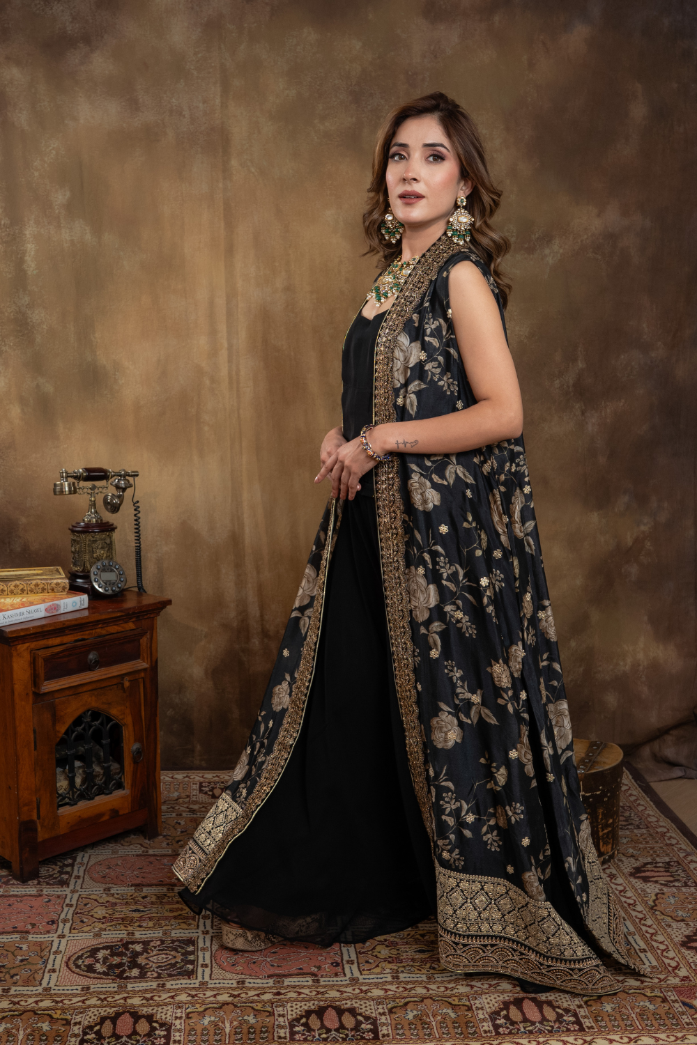 BLACK  KALAMKARI LONG JACKET