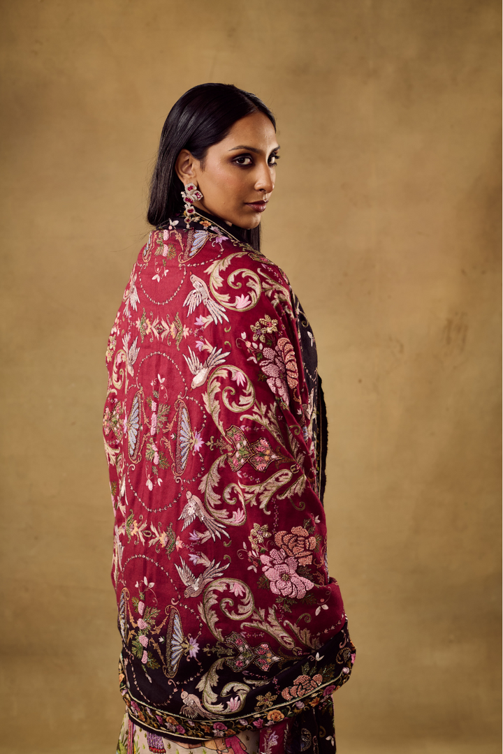 Shaded Pashmina With Floral Design Shawl