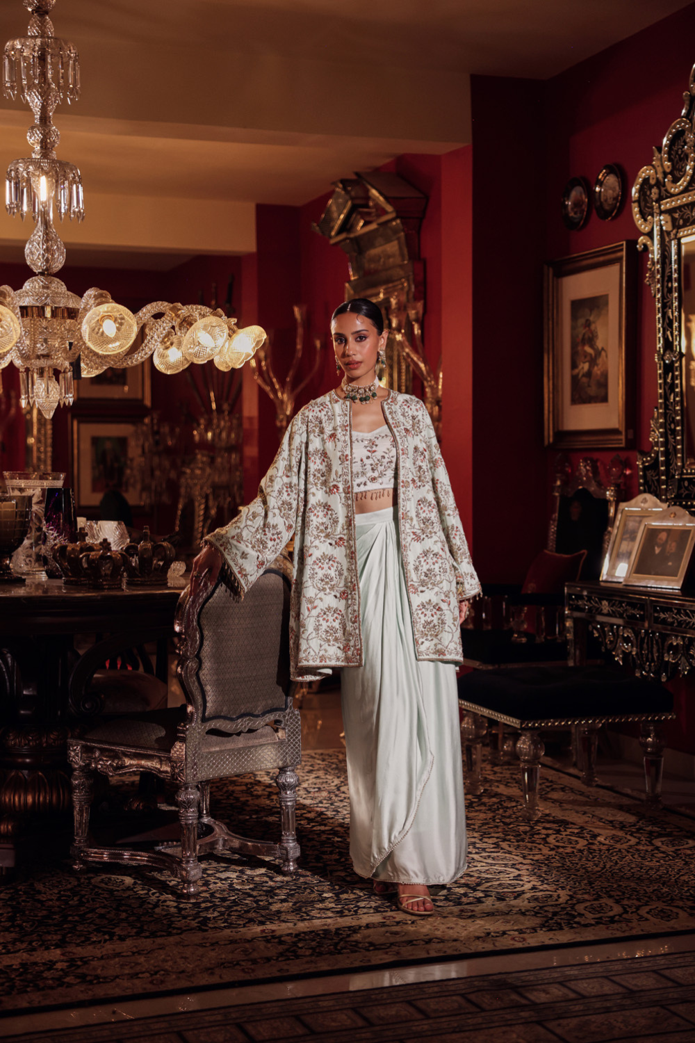 PISTACHIO ZARDOZI JACKET SET