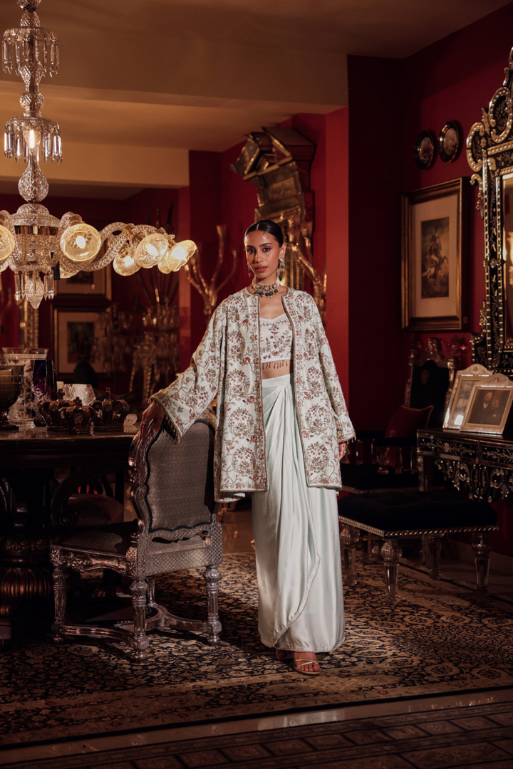 PISTACHIO ZARDOZI JACKET SET
