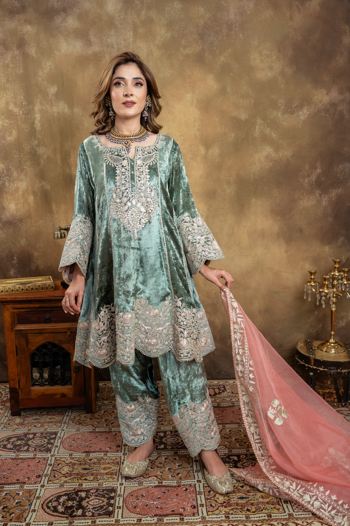 SEA GREEN CHOGA SET