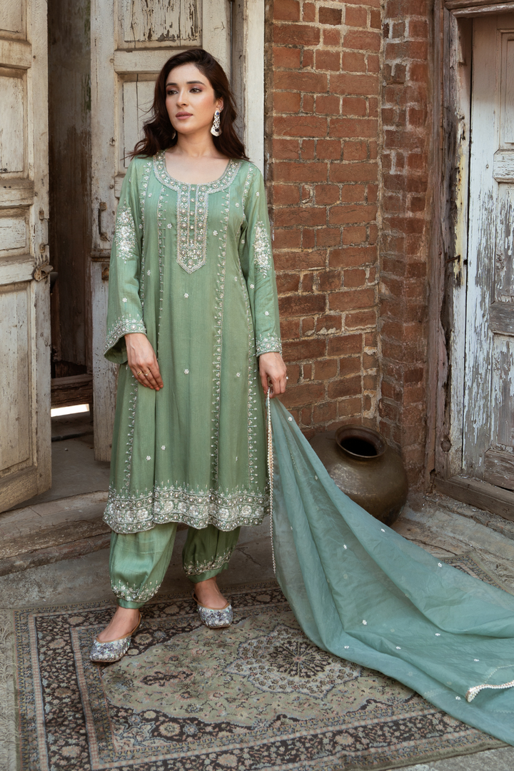 MINT GREEN 3 PCS ZARDOZI