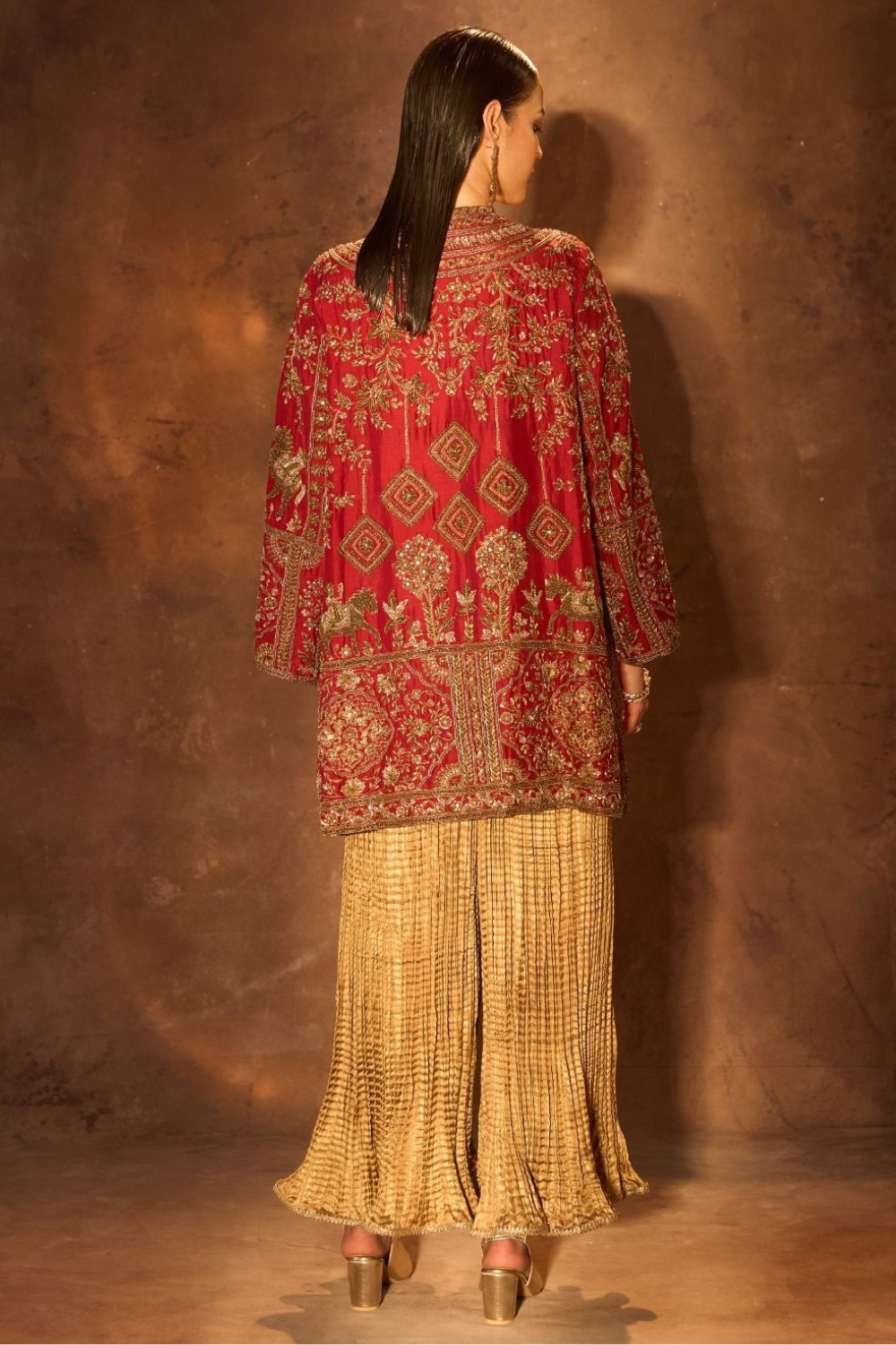 Red Zardozi Embroidery Jacket