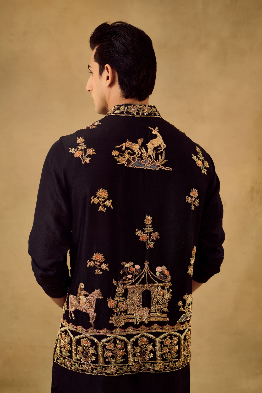 Signature Black Mens Embroidery Jacket