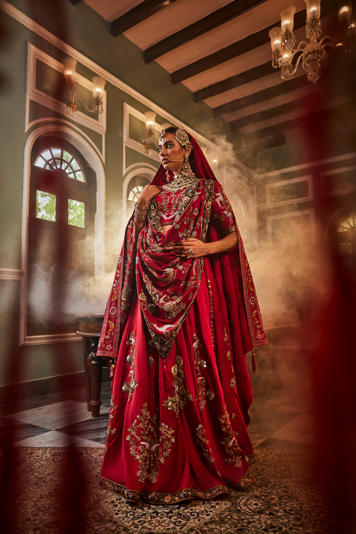 RED LEHENGA IN SILK