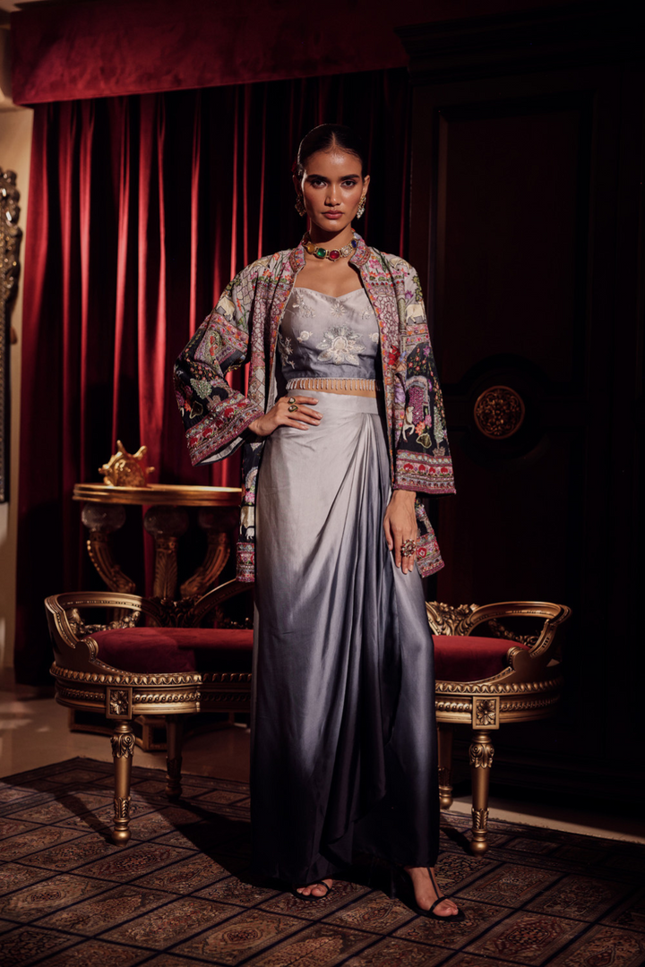 ELIXIR GREY SHADED JACKET SET