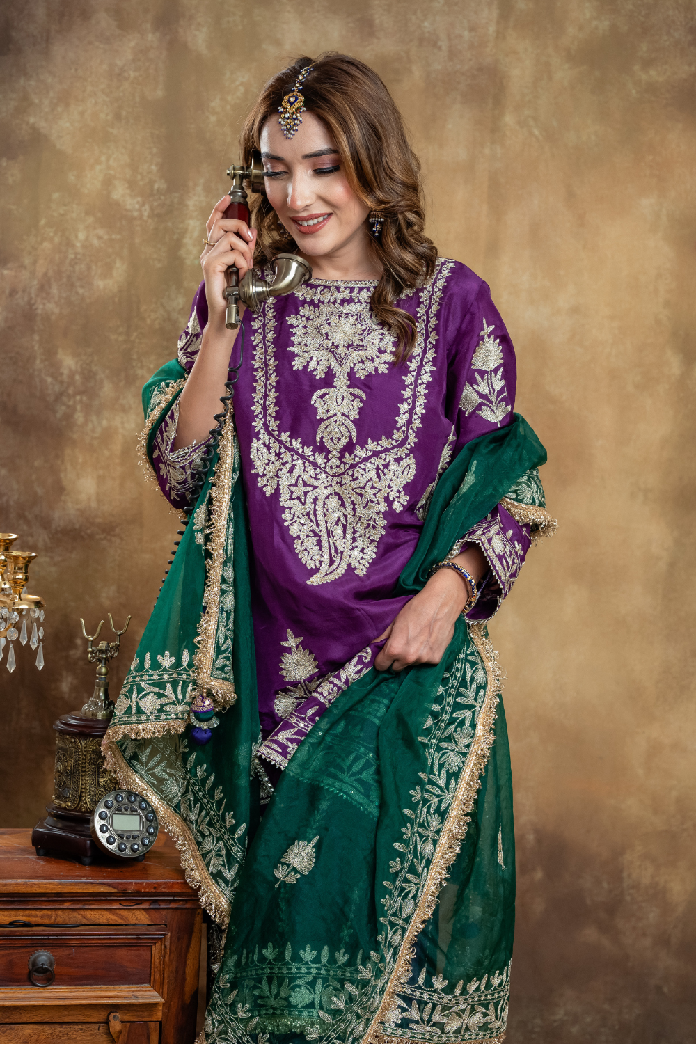 PURPLE VELVET GHARARA SET