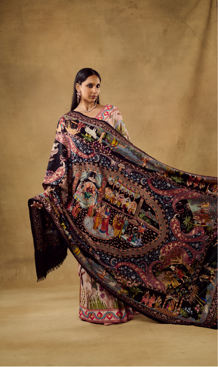 BLACK WORSHIP OF GOD PASHMINA SHAWL