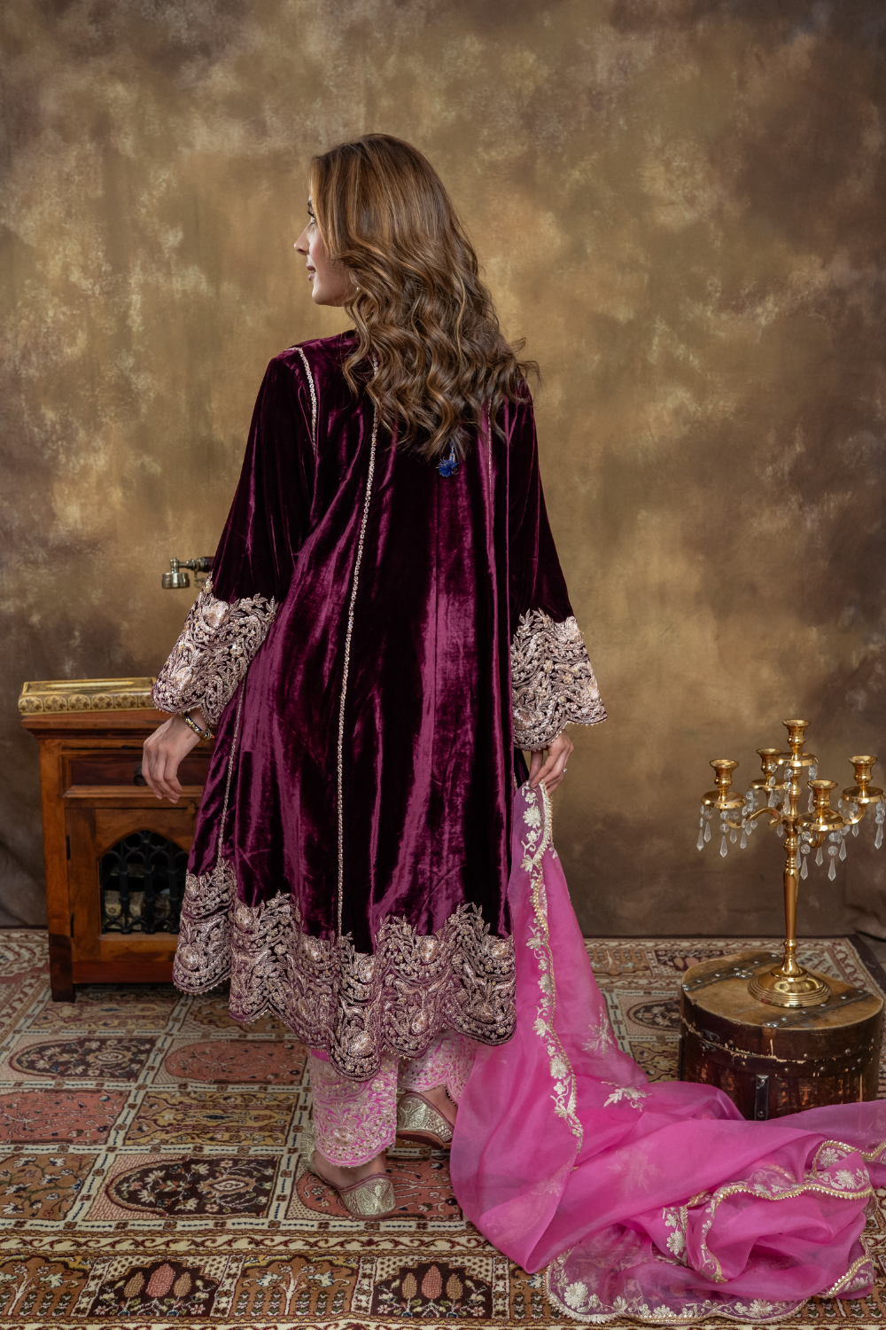 WINE & PINK CHOGA SET