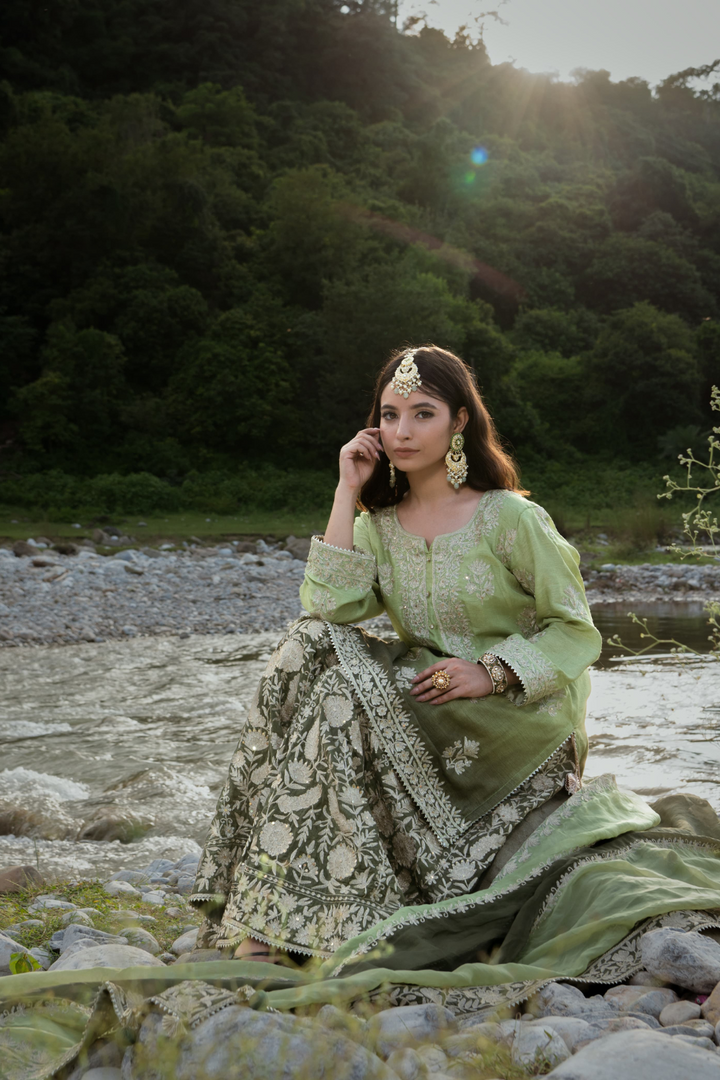 Majestic Green Embroidery Suit