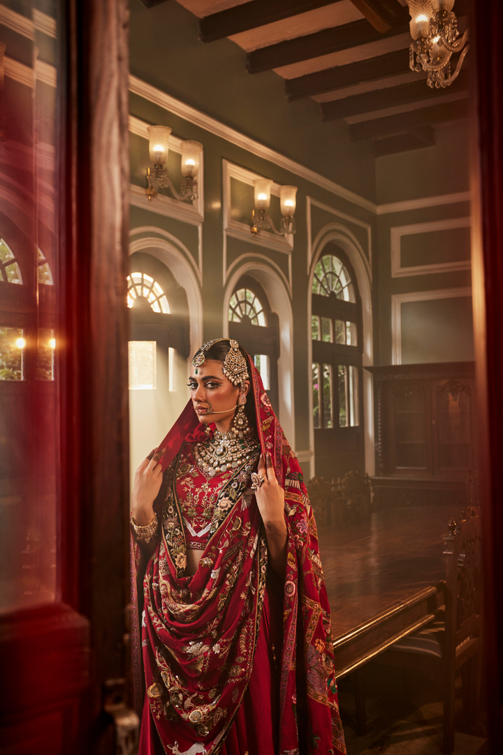 RED LEHENGA IN SILK