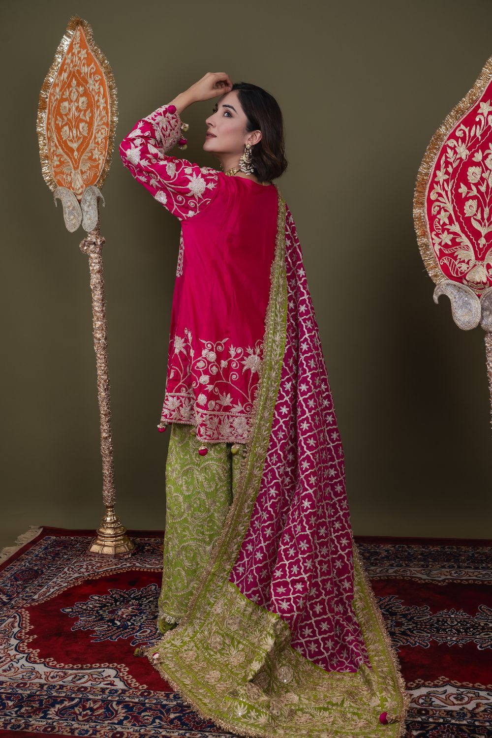 ROSHNARA SHORT CHOGA WITH GHARARA & ORHNI