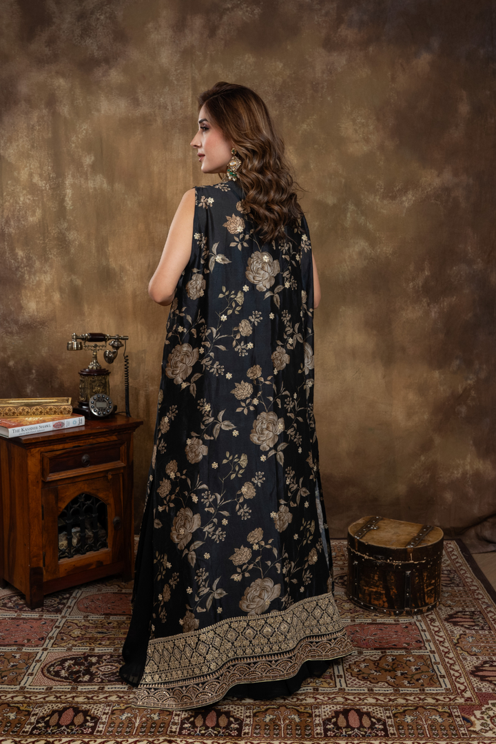 BLACK  KALAMKARI LONG JACKET