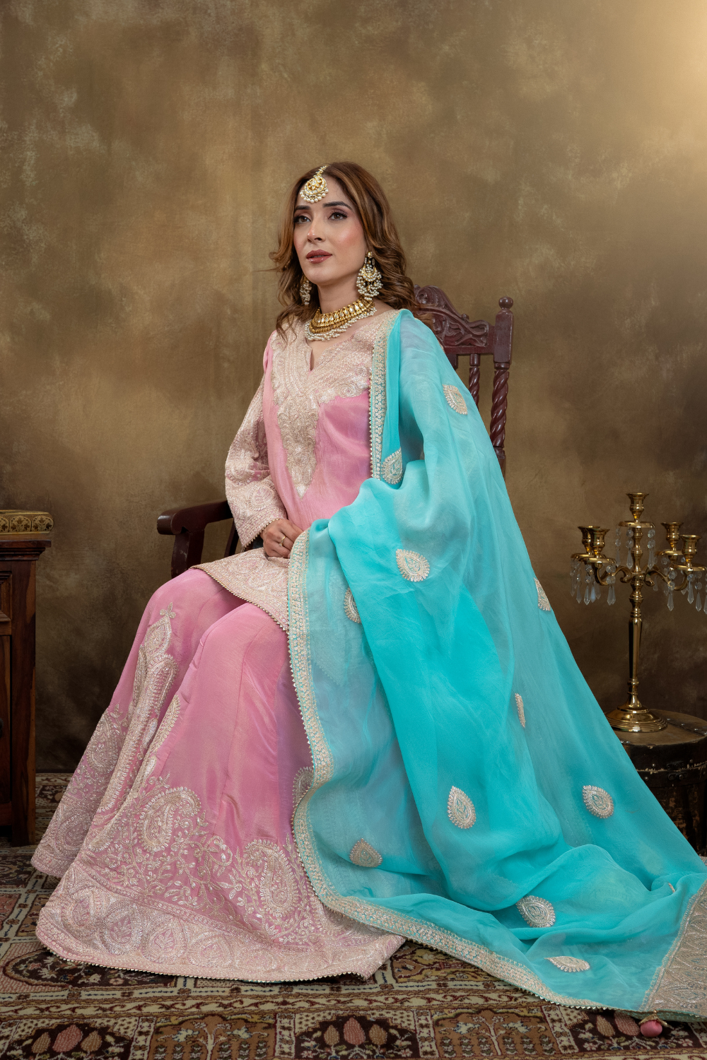 PINK FIROZI SHARARA SET