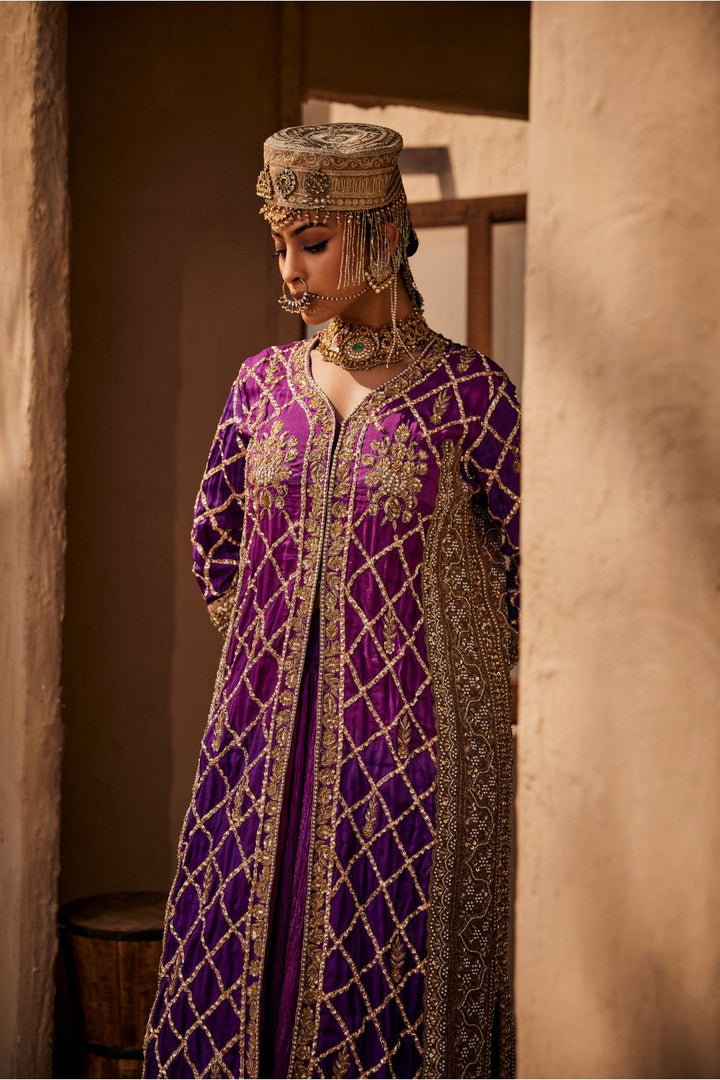 AMBER JACKET WITH CRUSHED GHARARA