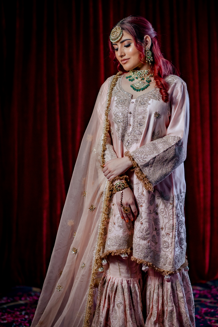 Salmon Pink Gharara Set