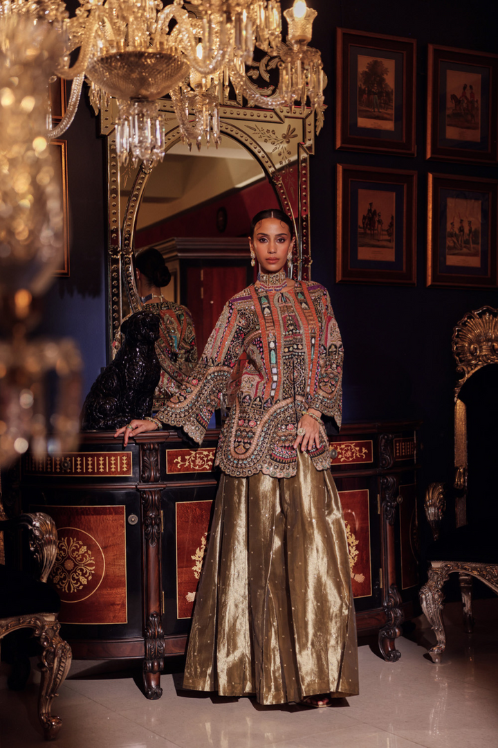 BLACK BRICKWORK EMBROIDERY JACKET