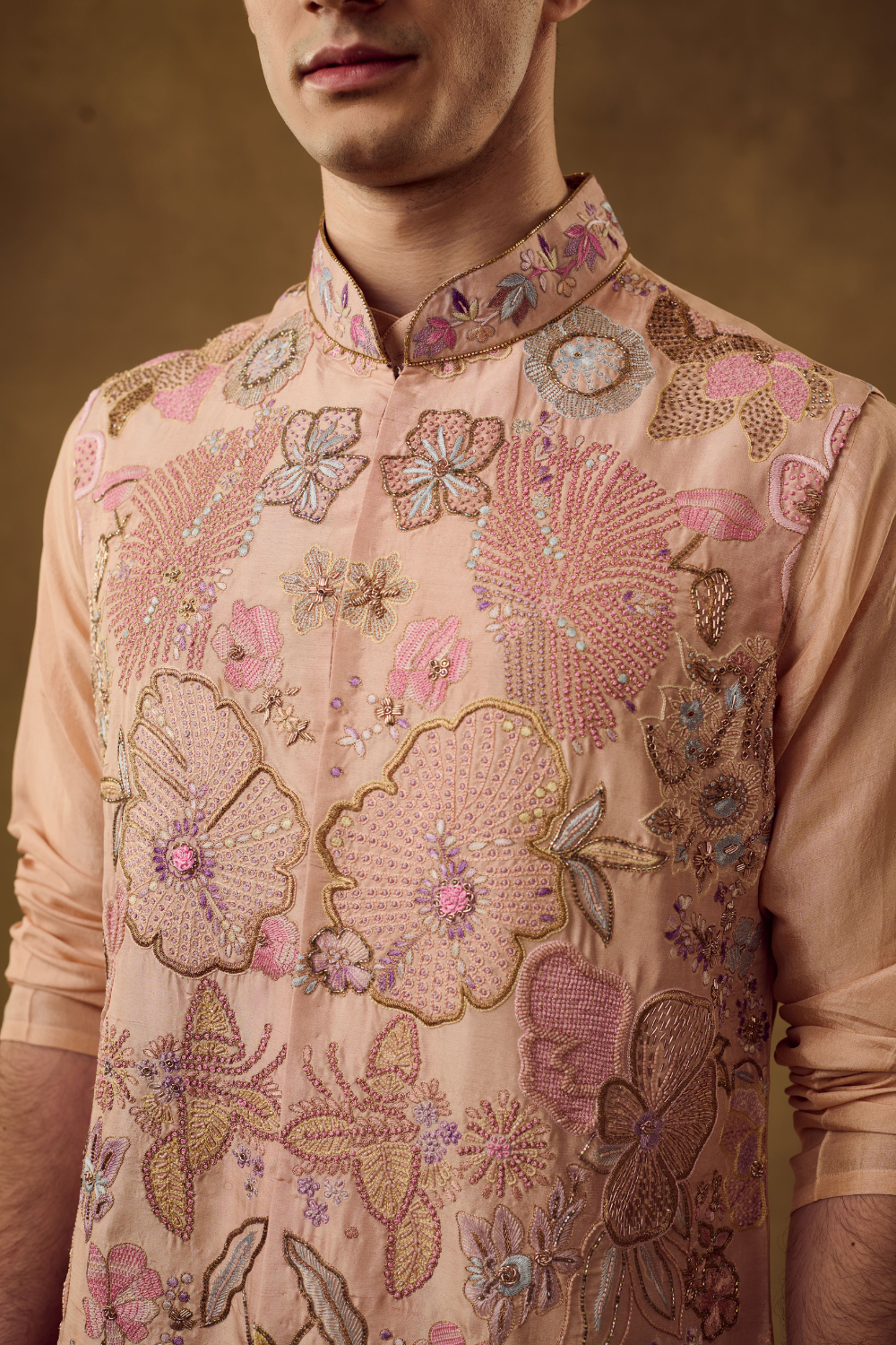 Pink Mens Floral  Designer Jacket