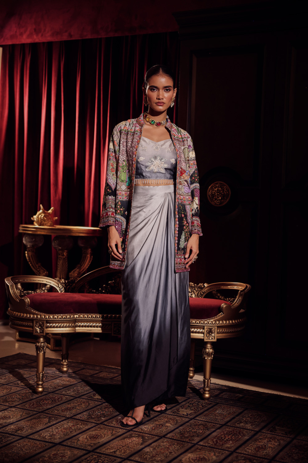 ELIXIR GREY SHADED JACKET SET
