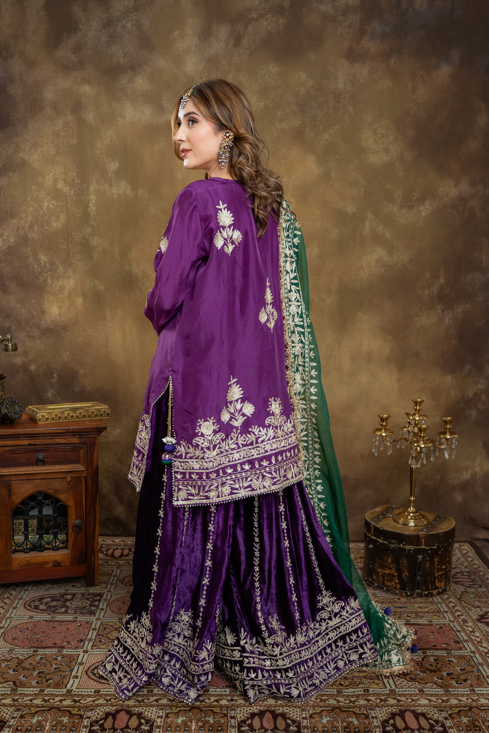 PURPLE VELVET GHARARA SET