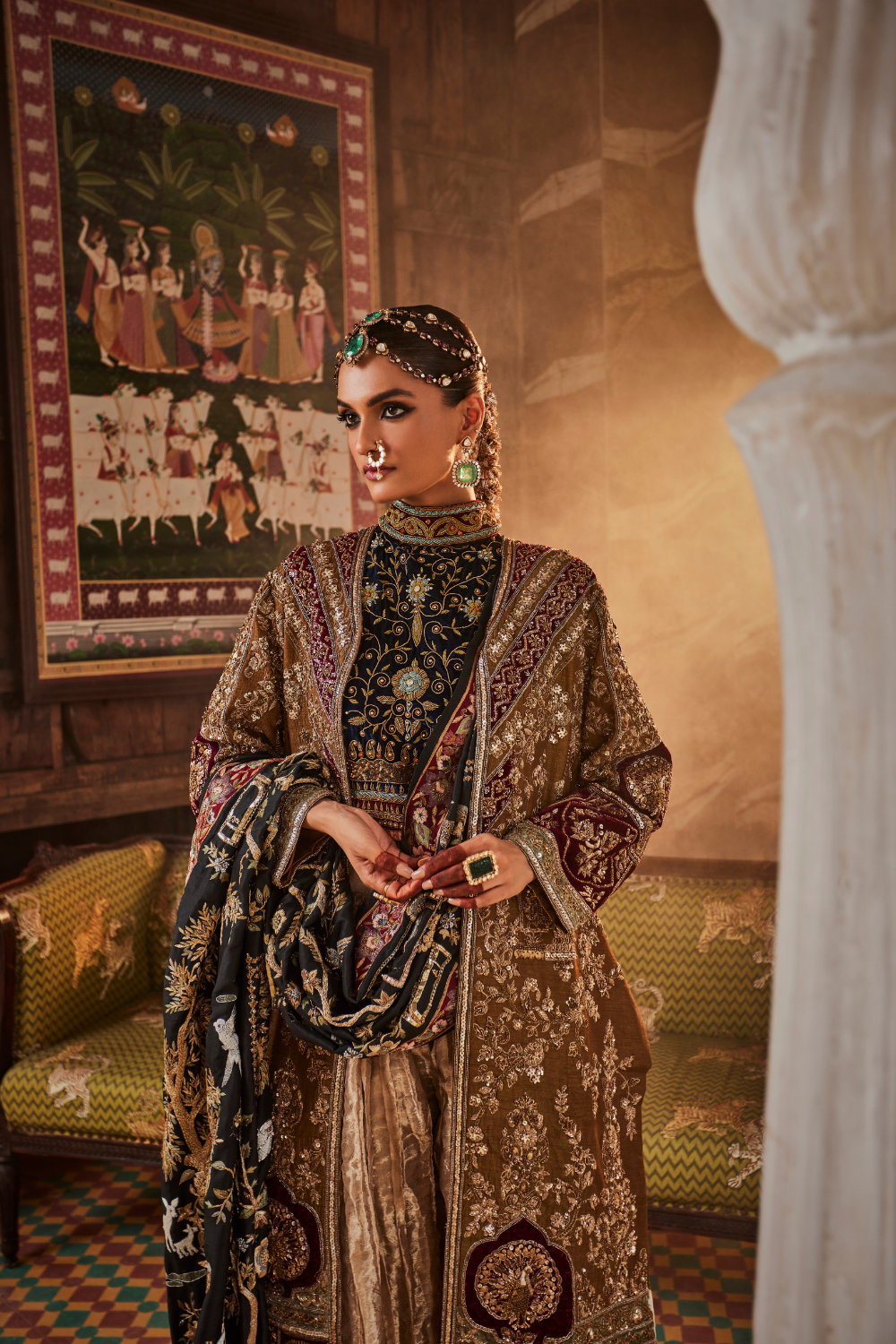 ROYALE MEHENDI ZARDOZI  LONG JACKET