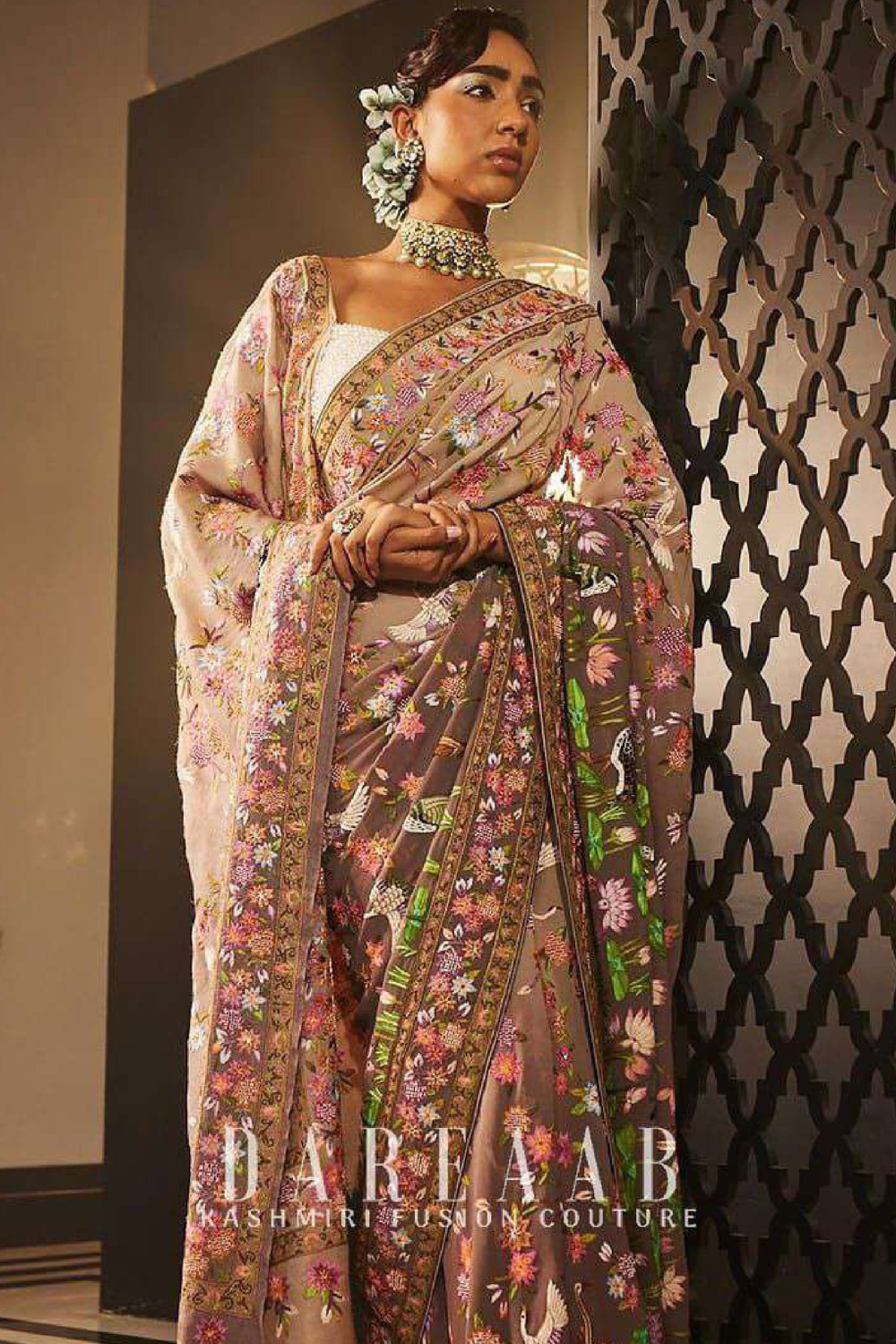 SILVER GREY OMBRE SAREE