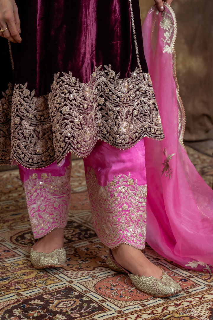 WINE & PINK CHOGA SET