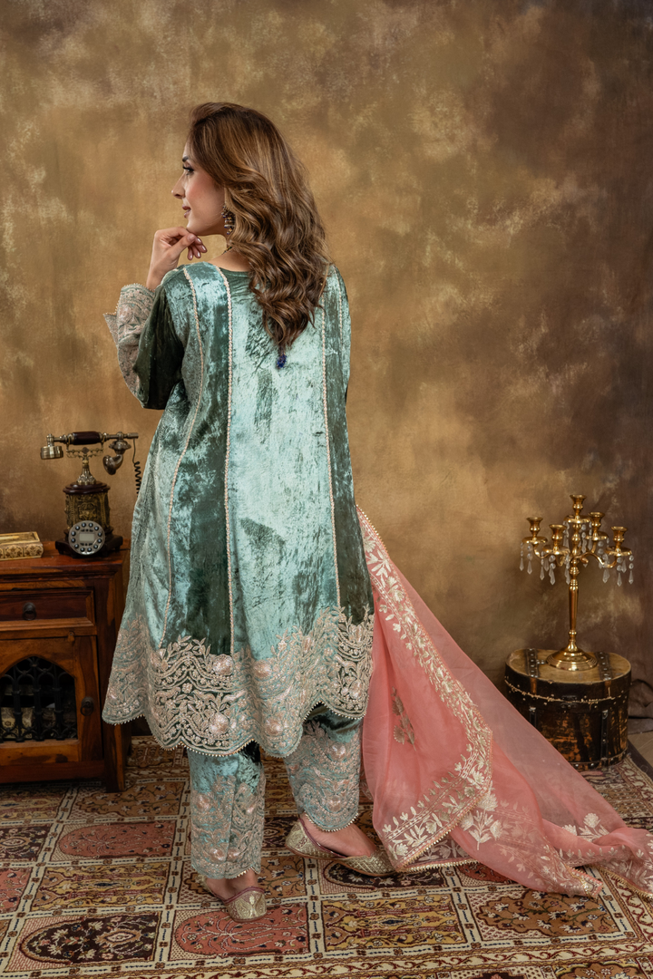 SEA GREEN CHOGA SET
