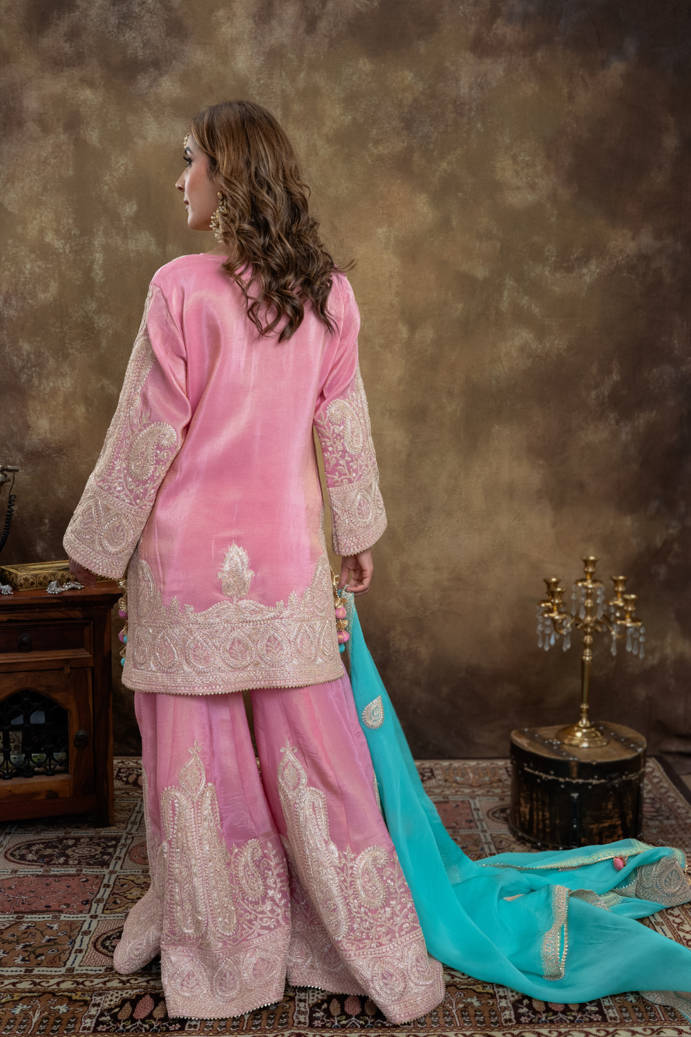 PINK FIROZI SHARARA SET