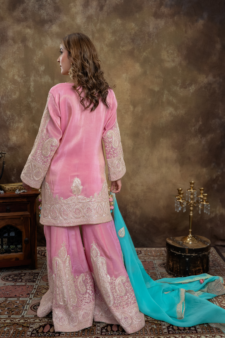 PINK FIROZI SHARARA SET