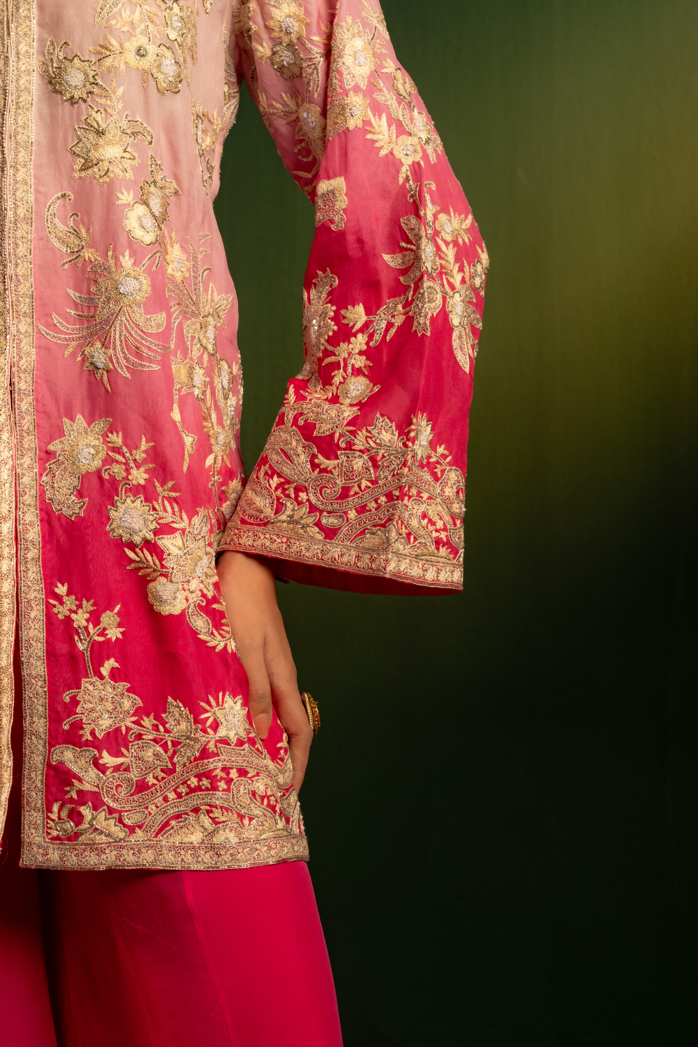 OMBRE GREY AND FUSCHIA JACKET SET