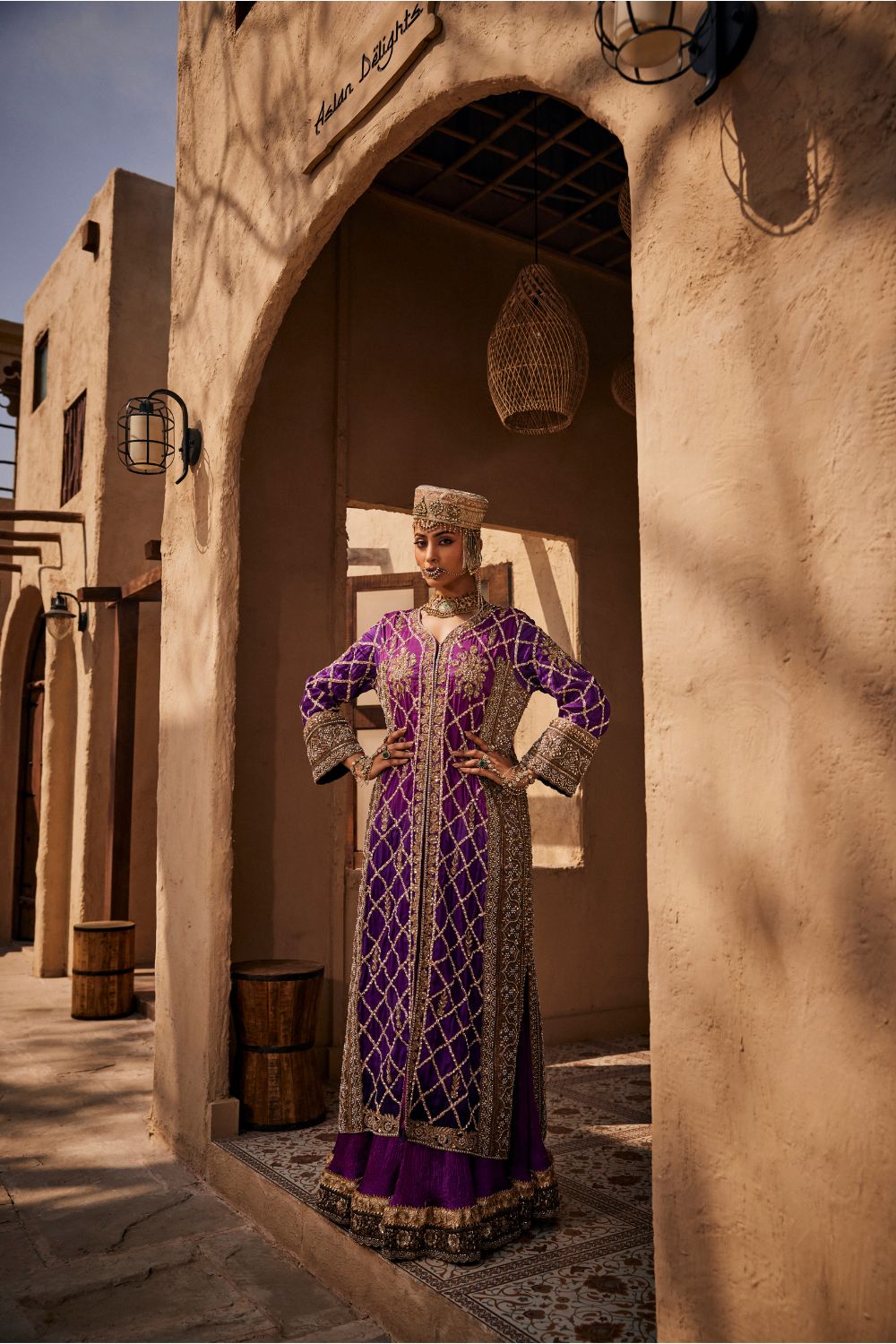 AMBER JACKET WITH CRUSHED GHARARA