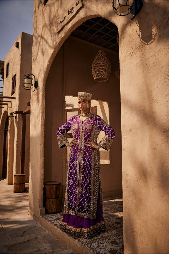 AMBER JACKET WITH CRUSHED GHARARA