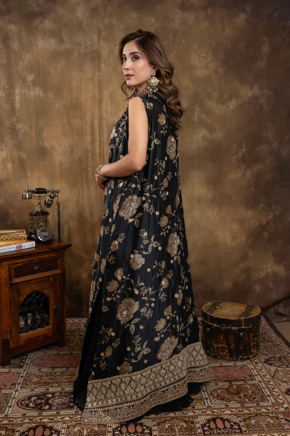 BLACK  KALAMKARI LONG JACKET