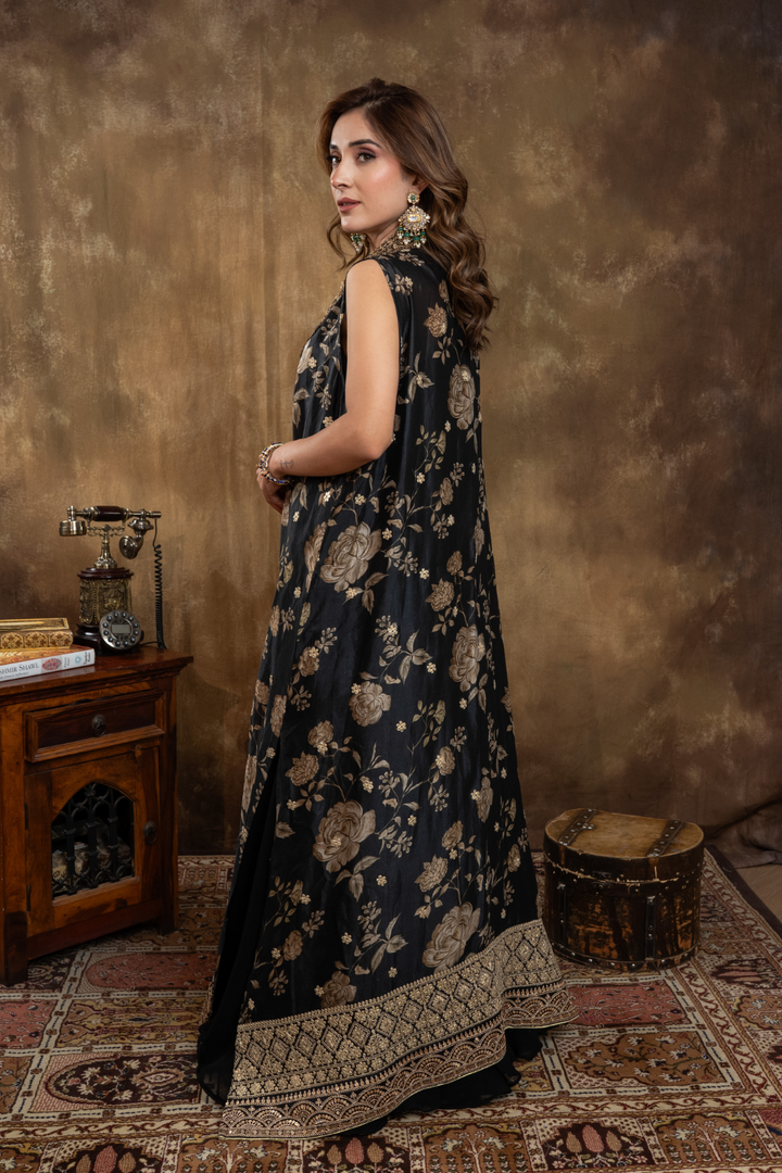 BLACK  KALAMKARI LONG JACKET