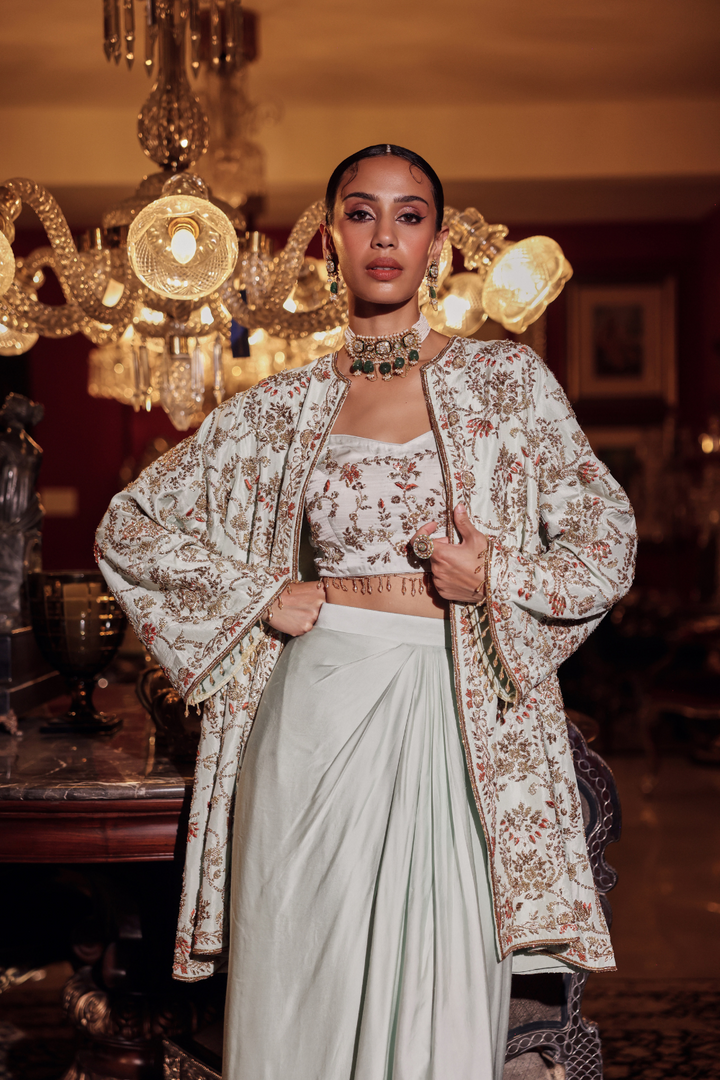 PISTACHIO ZARDOZI JACKET SET