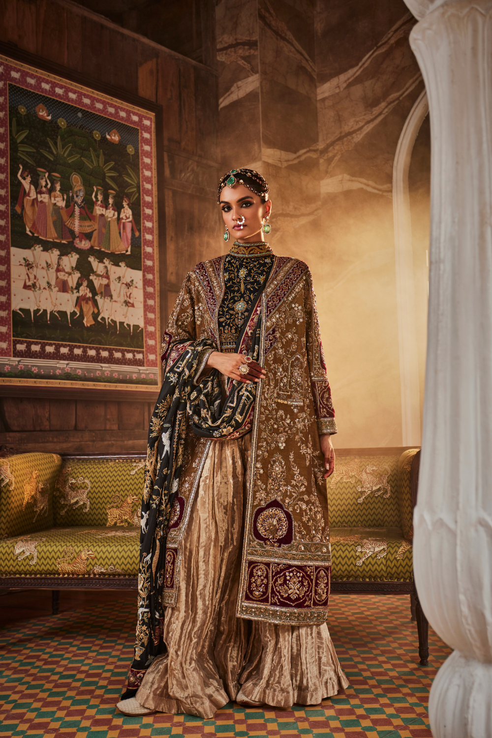 ROYALE MEHENDI ZARDOZI  LONG JACKET