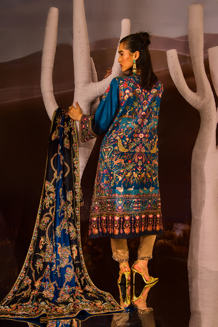 NEELAM BLUE KASHMIR KURTA SET
