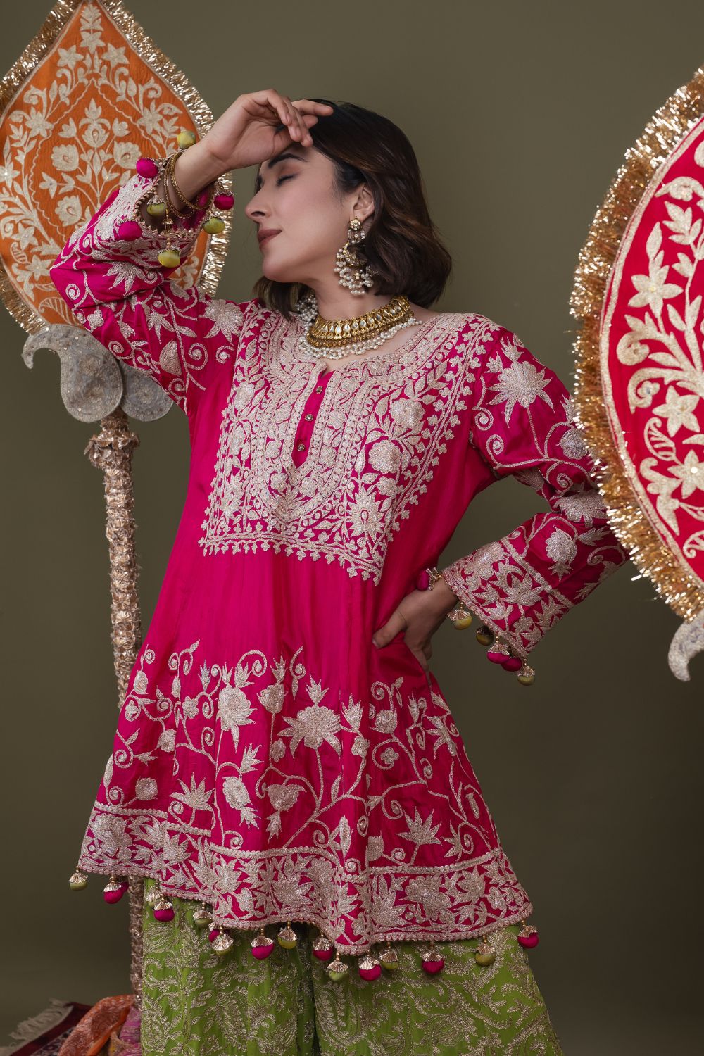 ROSHNARA SHORT CHOGA WITH GHARARA & ORHNI