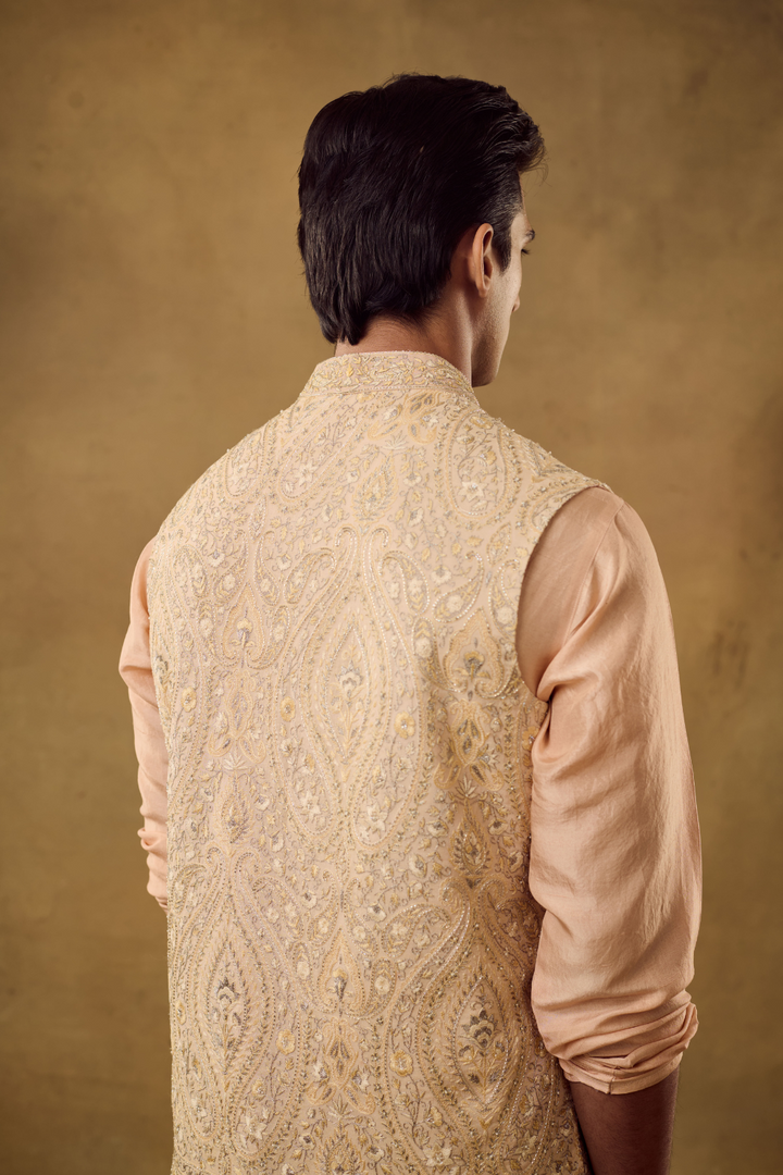 White Ivory Mens Embroidery Jacket