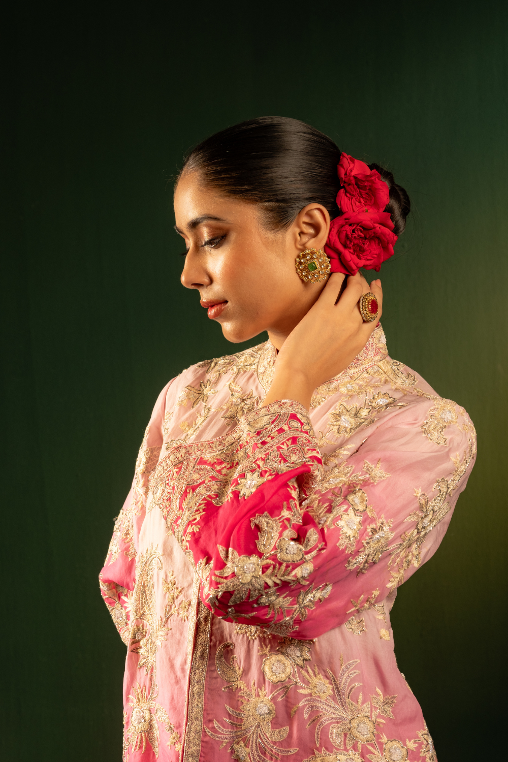 OMBRE GREY AND FUSCHIA JACKET SET