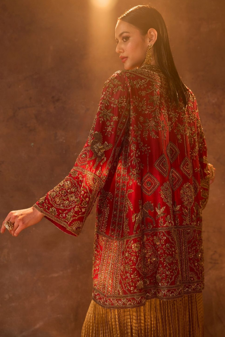 Red Zardozi Embroidery Jacket