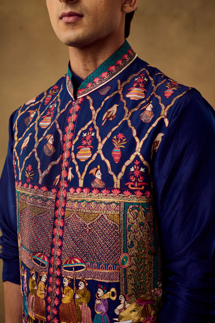 Navy Mens Baraat Designer Jacket