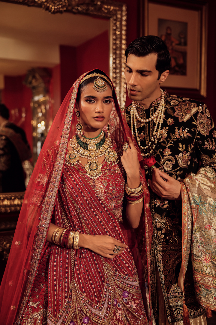 ZARDOZI & KALAMKARI EMBROIDERY LEHENGA SET