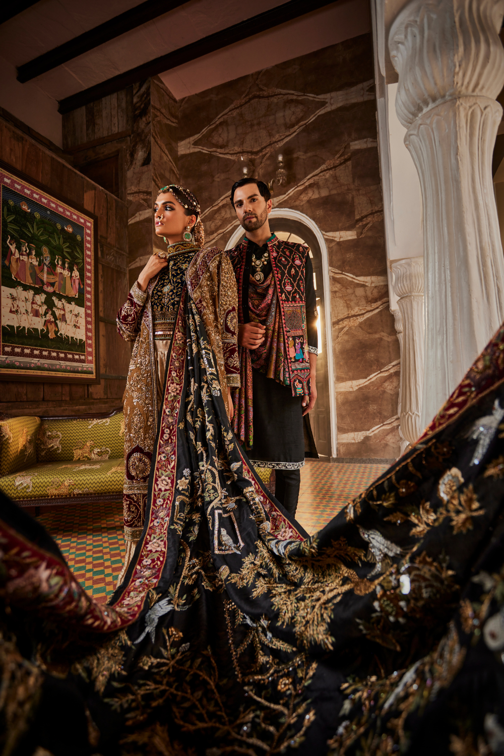 ROYALE MEHENDI ZARDOZI  LONG JACKET